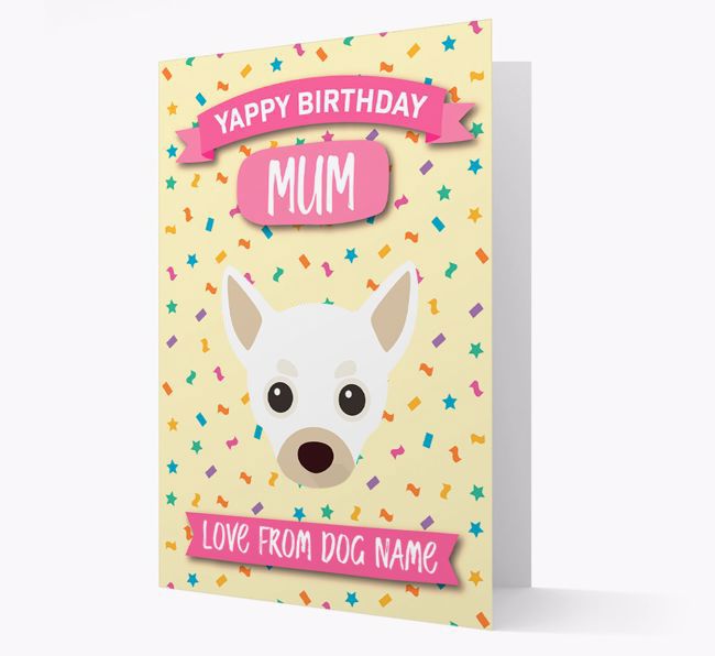 Personalised Card 'Yappy Birthday Mum' with {breedCommonName} Icon